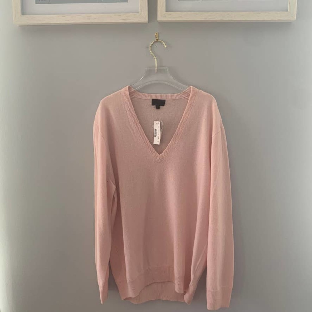J.Crew VNeck Cashmere Boyfriend Sweater L NWT
